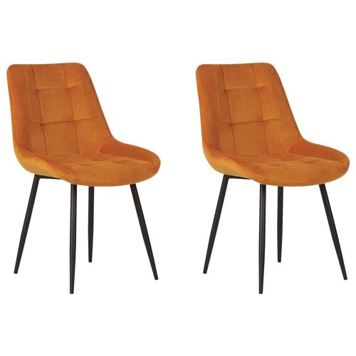 Lot de 2 chaises de salle à manger en velours orange MELROSE