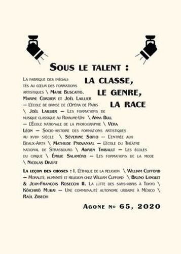 Sous Le Talent : La Classe, Le Genre, La Race