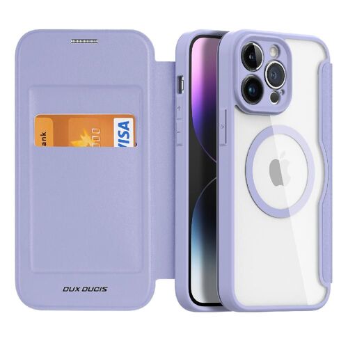 Dux Ducis Étui Pour Iphone 14 Pro Max Avec Fente De Carte De Blocage Rfid Couverture En Cuir Pu Étui Portefeuille Compatible Avec Magsafe Étui Porte-Monnaie Antichoc, - Violet