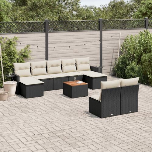 Vidaxl Salon De Jardin 10 Pcs Avec Coussins Noir Résine Tressée