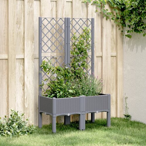 Vidaxl Jardinière Avec Treillis Gris 80x40x142 Cm Pp