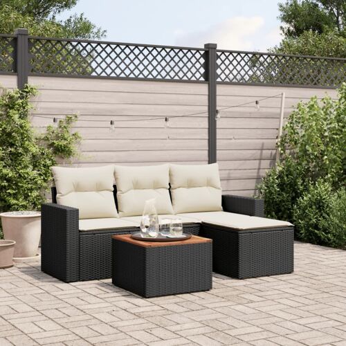 Vidaxl Salon De Jardin 5 Pcs Avec Coussins Noir Résine Tressée