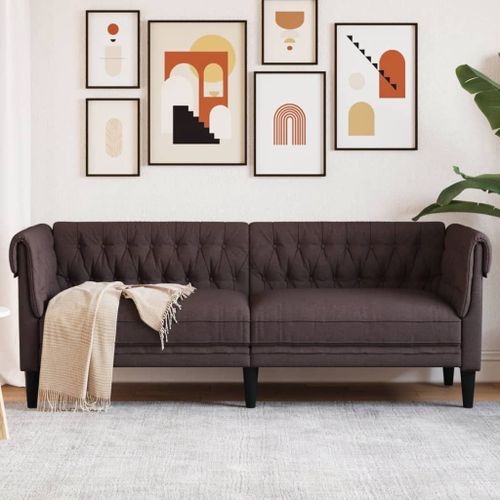 Vidaxl Canapé Chesterfield 3 Places Marron Foncé Tissu