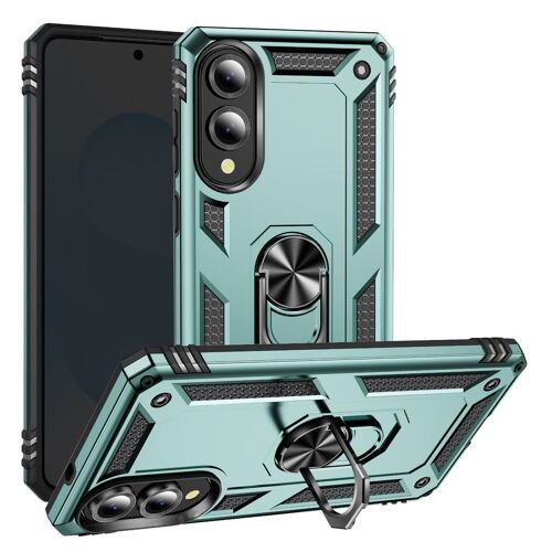 Coque pour Samsung Galaxy S25 Edge Hybride Bague Support Magnétique Vert pâle