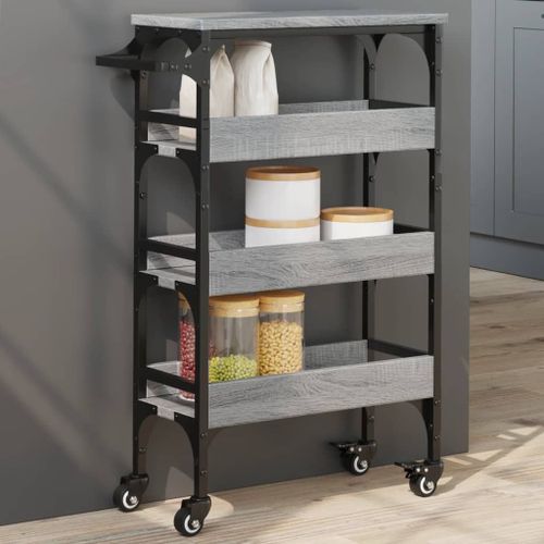 vidaXL Chariot de cuisine sonoma gris 53x20x76 cm bois d'ingénierie