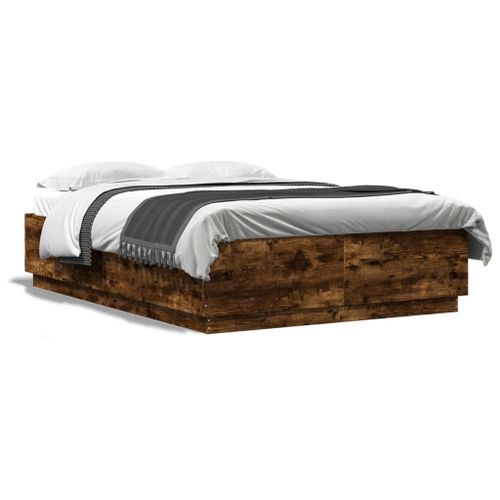 Vidaxl Cadre De Lit Sans Matelas Chêne Fumé 120x200 Cm