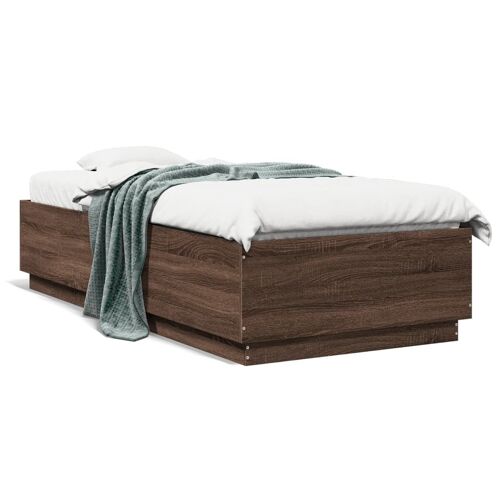 vidaXL Cadre de lit avec lumières LED chêne marron 90x200 cm