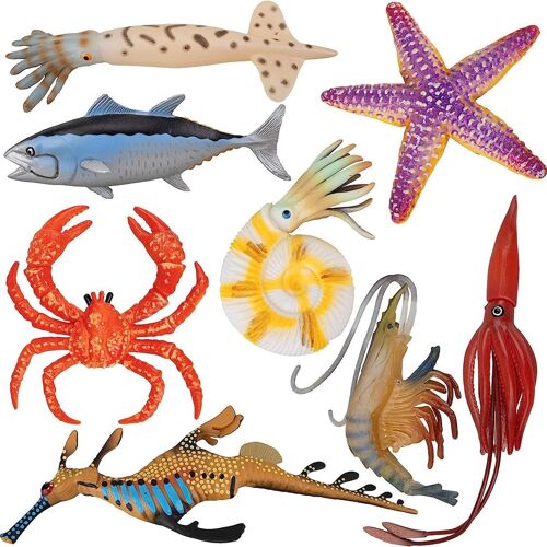 Figurines D'animaux De La Mer Et De L'océan En Plastique, Jouets De Bain Avec Crabes, 8 Pièces Klb