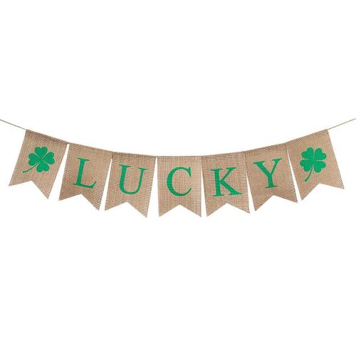 Guirlande de trèfles de la Saint-Patrick ¿ Guirlande en toile de jute de 2,8 m pour une décoration festive intérieure et extérieure ¿ Lucky Design
