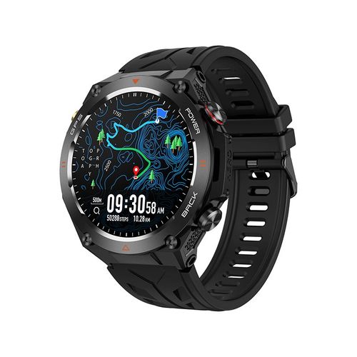 Rainbuvvy Kc82 Smartwatch 1,45 Pouces Integre Gps Boussole Montre De Sport En Plein Air Bluetooth Appel Surveillance Frequence Cardiaque Surveillance Du Sommeil Sante Tracker Step 650mah Montre Pour Hommes Noir