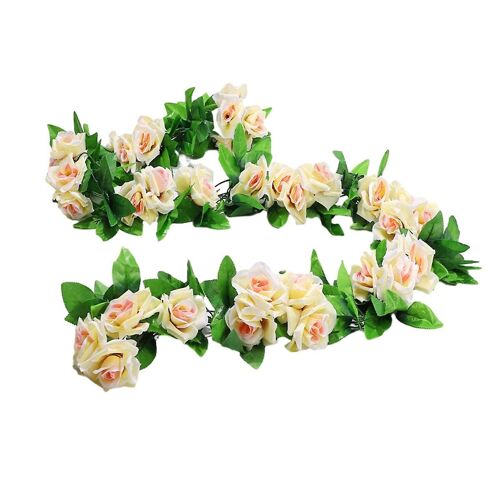 Guirlande de rosiers artificiels (lot de 4) - 2,3 m - Fleurs décoratives pour la maison, un mariage ou une fête - Champagne, violet, blanc