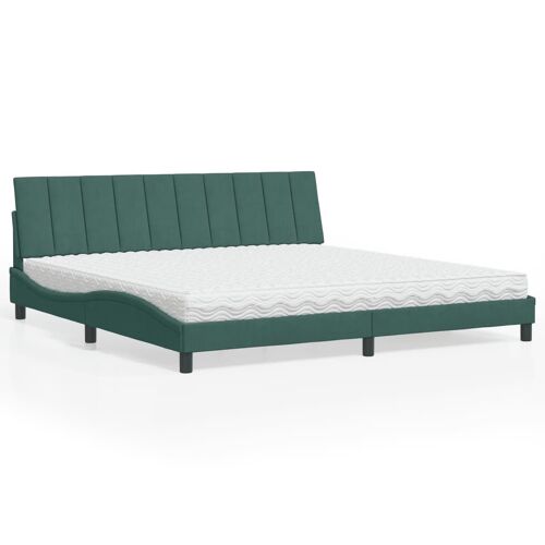 vidaXL Lit avec matelas vert foncé 200x200 cm velours
