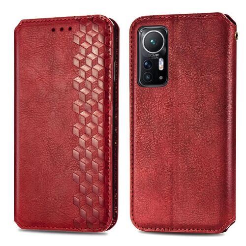 Étui Pour Xiaomi 12 Conception De Mode Fonction Portefeuille Affaires Exquises Couverture Rabotant Étui En Cuir - Rouge