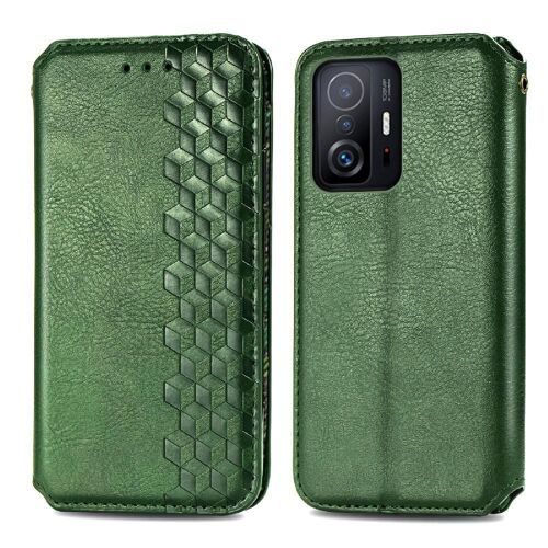 Étui Pour Xiaomi 11t Pro Affaires Exquises Fonction Portefeuille Étui En Cuir Couverture Rabotant Conception De Mode - Vert