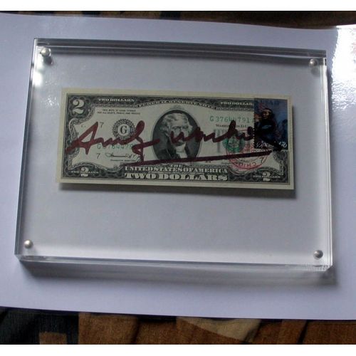 Billet De 2 Dollars Signé Andy Warhol
