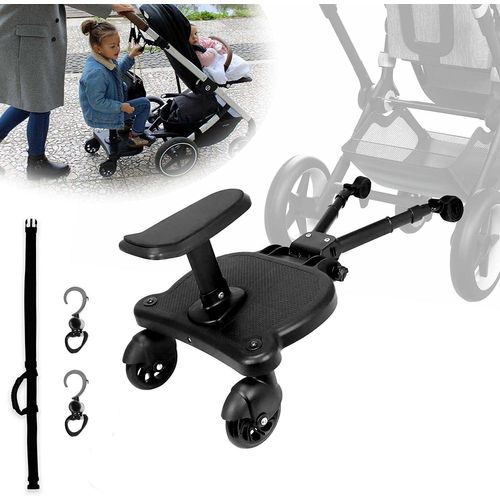 Hello Hippo® Planche Pour Poussette Universelle, Avec Siège - Adaptateur Pour Poussette Double Pratique Et Compact - Planche À Roulettes