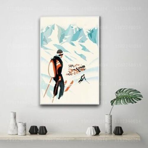 Affiche en toile Affiche de ski d¿¿corative pl,mpression murale Poster pour salon chambre ¿¿ coucher d¿¿cor sans cadre(30*40cm)