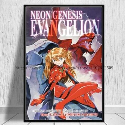 Affiche en toile Neon Genesis Asuka Mari Anime pl,mpression murale Poster pour salon chambre ¿¿ coucher d¿¿cor sans cadre(30*40cm)