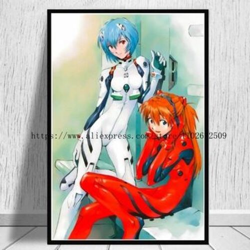 Affiche en toile Neon Genesis Asuka Mari Anime pl,mpression murale Poster pour salon chambre ¿¿ coucher d¿¿cor sans cadre(30*40cm)