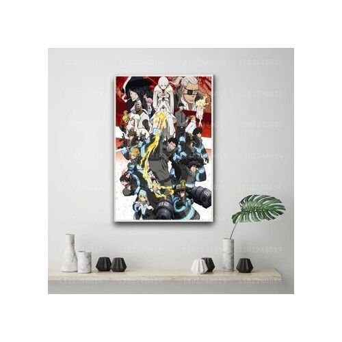 Affiche en toile Fire force cartoon d¿¿coratif p,mpression murale Poster pour salon chambre ¿¿ coucher d¿¿cor sans cadre(30*40cm)