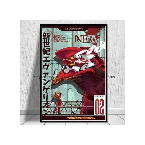 Affiche en toile Neon Genesis Asuka Mari Anime pl,mpression murale Poster pour salon chambre ¿¿ coucher d¿¿cor sans cadre(30*40cm)