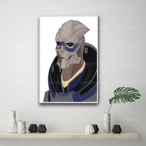 Affiche Garrus sur toile, gros plan, d¿¿cor effet de masse,mpression murale Poster pour salon chambre ¿¿ coucher d¿¿cor sans cadre(30*40cm)