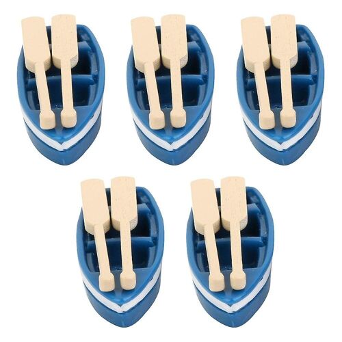 Ensemble de 5 bateaux et rames miniatures ¿ Décoration de plage en résine durable pour maisons de poupées et collectionneurs ¿ Idée cadeau parfaite