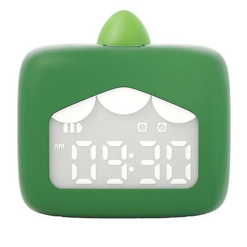 Réveil numérique animal cyan mignon pour enfants ¿ Sonneries amusantes, compte à rebours, double alarme, design en silicone souple