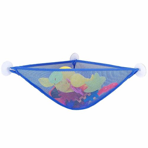 Sac de rangement suspendu en maille multifonction pour jouets de salle de bain et produits d'hygiène personnelle - Organiseur compact avec ventouses