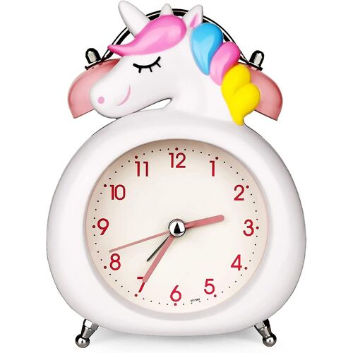 Réveil vintage pour enfants - Design mignon, fonctionnement silencieux, veilleuse, cadeau idéal pour les chambres d'enfants