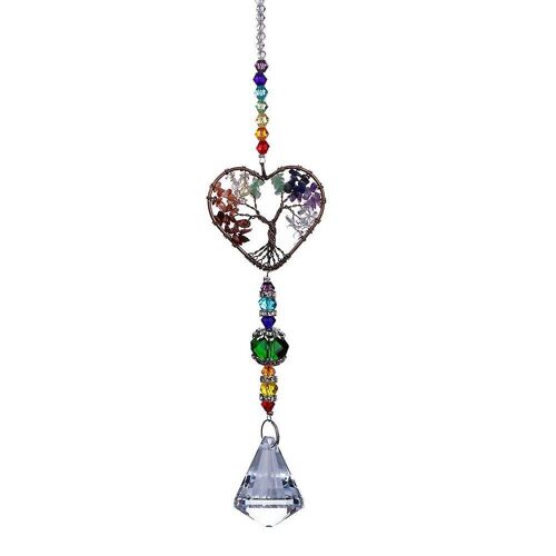 Pendentif attrape-soleil en cristal Arbre de vie ¿ Créateur d'arc-en-ciel pour la décoration intérieure et les cadeaux, affichage lumineux vibrant
