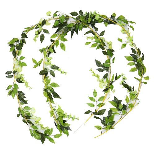 Glycine artificielle réaliste - 2 pièces, 2 m de long, idéale pour la décoration intérieure, les mariages et les événements