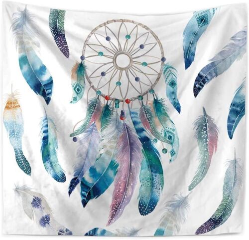 Tapisserie attrape-rêves bohème ¿ Décoration murale mandala pour la plage, la maison et une utilisation polyvalente ¿ 51 x 60 pouces