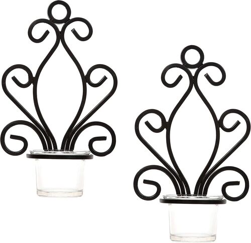 Lot de 2 élégantes appliques murales en fer pour bougies chauffe-plat - 7,68"" de haut, décoration d'intérieur décorative