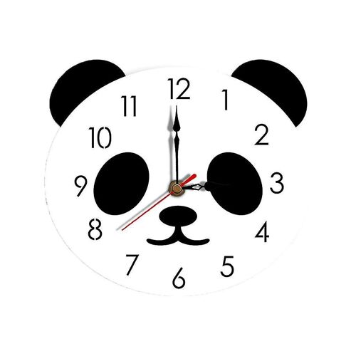 Horloge murale panda mignonne pour enfants ¿ Décoration silencieuse en acrylique pour crèches et salles de jeux ¿ 29 x 26 cm