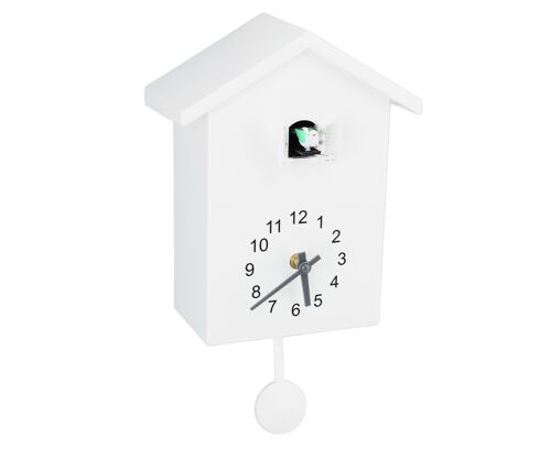 Charmante horloge murale « nichoir » avec sons d'oiseaux | Horloge à pendule de style nordique pour décoration et cadeaux