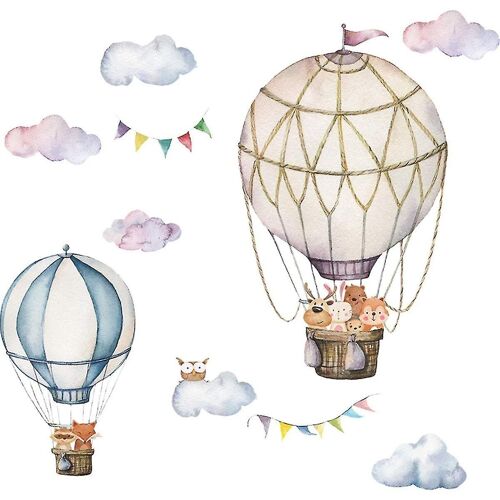 Autocollants muraux montgolfières vibrants ¿ Autocollants amovibles à décoller et à coller pour chambres d'enfants et décoration intérieure
