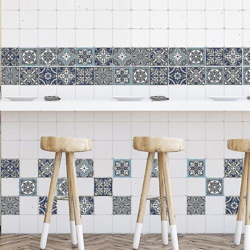 Lot de 10 autocollants imperméables en PVC pour carrelage de salle de bain et de cuisine - Autocollants à décoller et à coller pour la décoration intérieure
