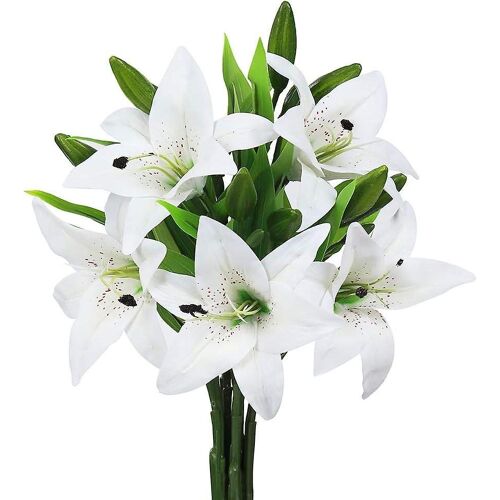 Lot de 5 lys artificiels réalistes ¿ Décoration au toucher réaliste pour mariages, maison, fêtes et compositions florales à faire soi-même