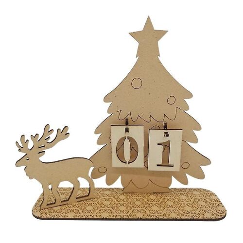 Calendrier de l'Avent en bois réutilisable pour la décoration des fêtes et les célébrations festives