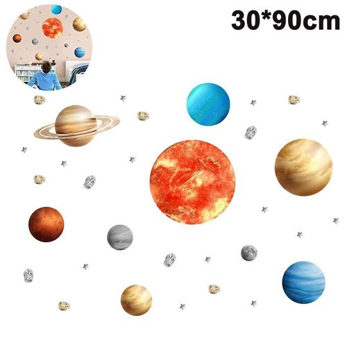 Autocollants muraux amovibles et écologiques sur le système solaire pour enfants ¿ Autocollants planètes colorés pour la décoration de la chambre