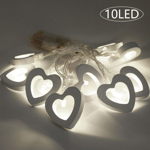 Guirlande Lumineuse Led En Forme De Coeur En Bois À Piles ¿ 10 Guirlandes Lumineuses Blanc Chaud Pour La Décoration Intérieure Et Extérieure