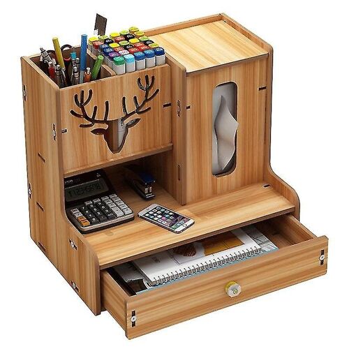 Porte-stylo multifonction élégant avec boîte à mouchoirs et tiroir - Parfait pour le bureau, les étudiants et les dortoirs