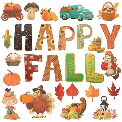 Décorations de classe pour Thanksgiving : découpes de papier colorées pour fêtes d'automne et tableaux d'affichage