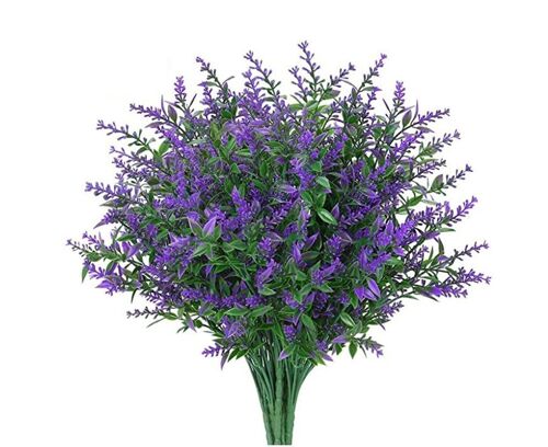 8 bouquets de lavande artificielle résistante aux UV pour décoration extérieure ¿ Compositions florales artificielles réalistes