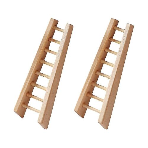 Lot de 2 mini-échelles en bois pour décoration de maison de poupée ¿ Accessoire photo chic pour jeux imaginatifs et jardins miniatures des enfants