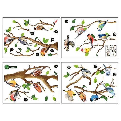Autocollants muraux amovibles pour enfants - Papier peint en PVC motif arbre et oiseau pour chambre et salon, application et retrait faciles