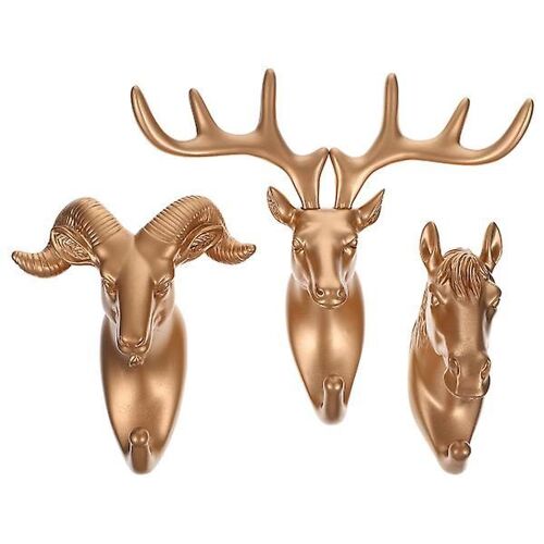 Lot de 3 crochets muraux décoratifs en forme d'animaux - Cintres vintage en PVC pour manteaux et chapeaux - Décoration d'intérieur
