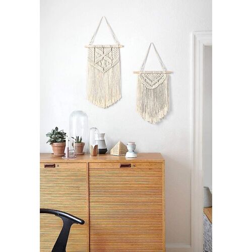 Lot de 2 tentures murales en macramé bohème ¿ Décoration chic en coton pour la maison, la chambre d'enfant, le salon et les fêtes