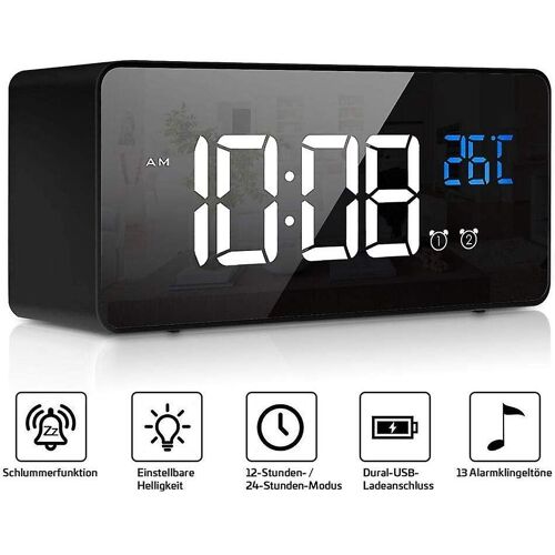 Réveil numérique à commande vocale avec affichage LED de la température - Horloge de table intelligente pour la maison et le bureau